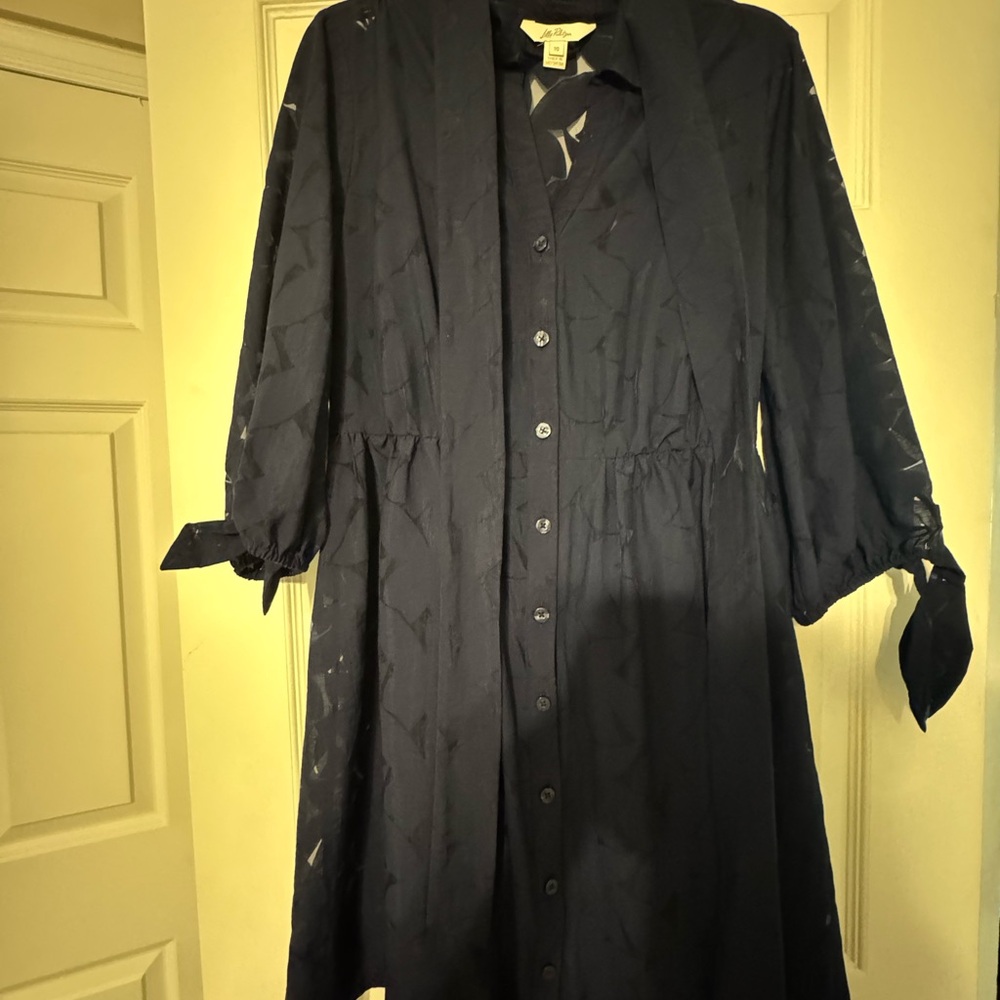 Lilly Pulitzer Navy Blue 3/4 Tie Sleeve Dress